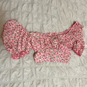 Floral Pink Off-Shoulder Top